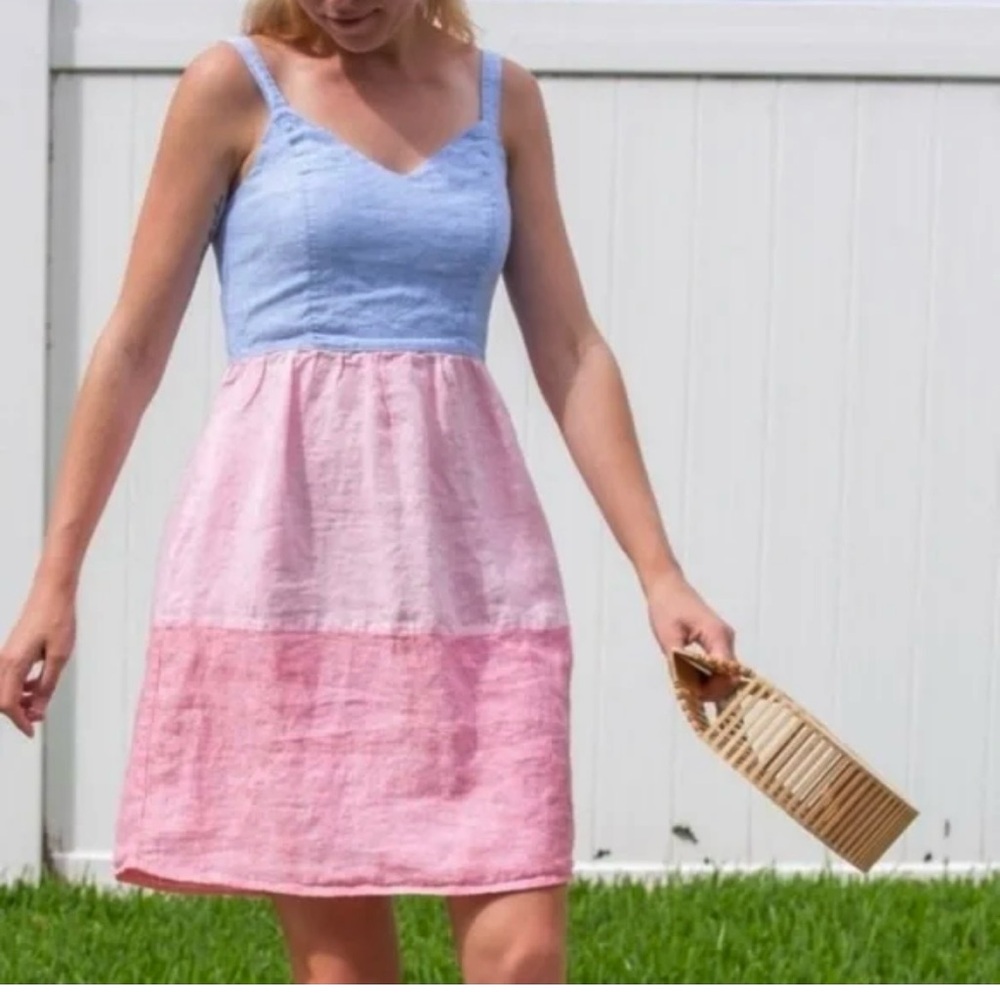 Cynthia Rowley Colorblock Linen Dress - Picture 2 of 8